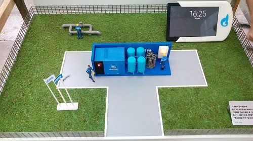 Макет азотной станции, напечатаный на 3D-принтере 3D-печатный макет промышленного объекта